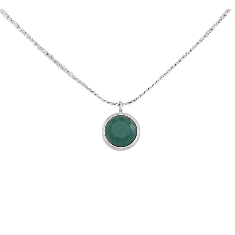 Подвеска на цепочке Нержавеющая сталь "Зеленый кристалл, ø 10мм" длина 41-46см х 1мм фото №1