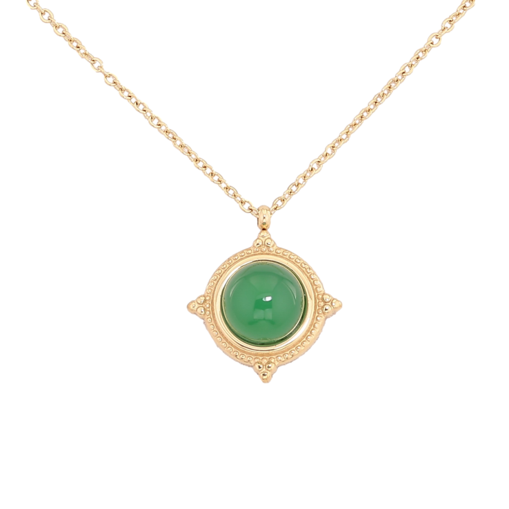 Підвіска на ланцюжку Нержавіюча сталь "Візерунок із зеленою вставкою" довжина 41-46см х 1мм фото №11