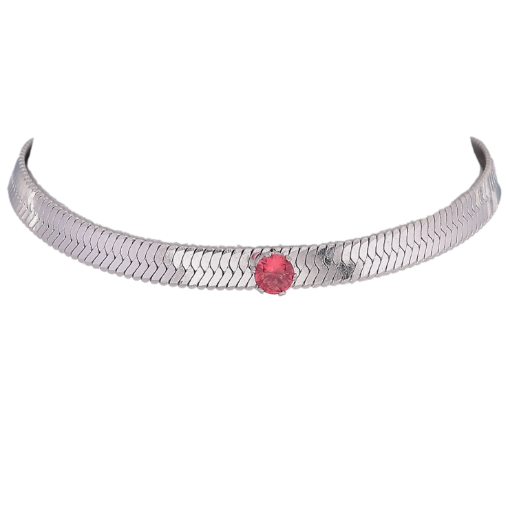 Подвеска на цепочке Нержавеющая сталь "Цепочка с розовым кристаллом" длина 36-41см х 5мм фото №12