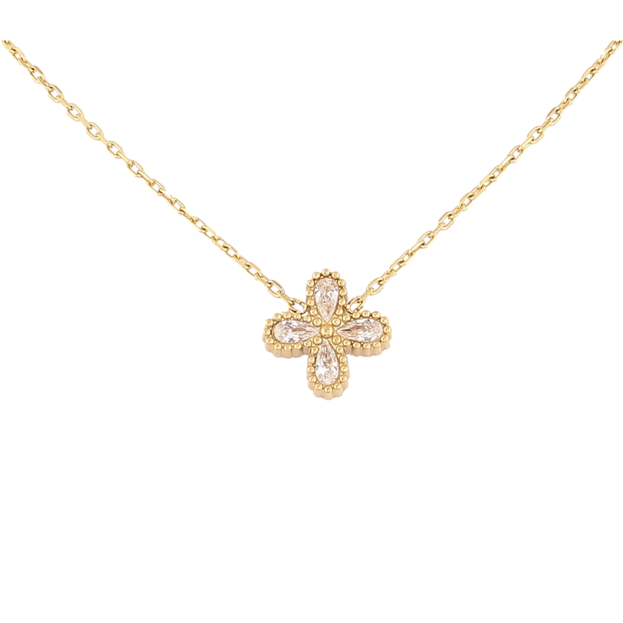 Підвіска на ланцюжку Нержавіюча сталь "Кристальна квіточка" довжина 41-46см х 1мм фото №1