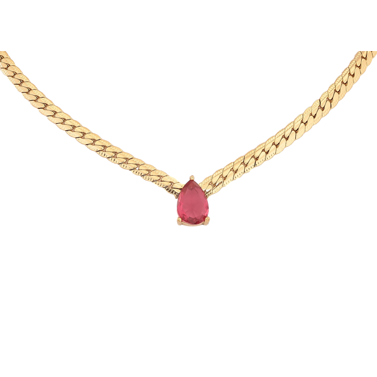 Підвіска на ланцюжку Нержавіюча сталь "Рожева кристальна крапелька" довжина 41-46см х 4мм фото №15