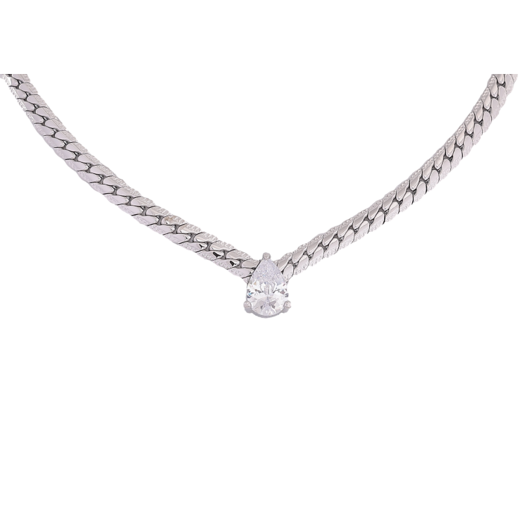 Подвеска на цепочке Нержавеющая сталь "Цепочка с кристальной капелькой" длина 40-45см х 4.5мм фото №7