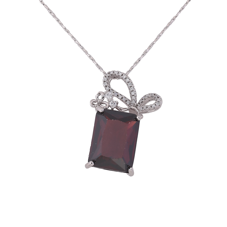 Підвіска на ланцюжку Xuping колір Родій "Червоний кристал з бантом" довжина 40-45,5см х 1мм фото №17 Підвіска на ланцюжку Xuping колір Родій "Червоний кристал з бантом" довжина 40-45,5см х 1мм фото №17