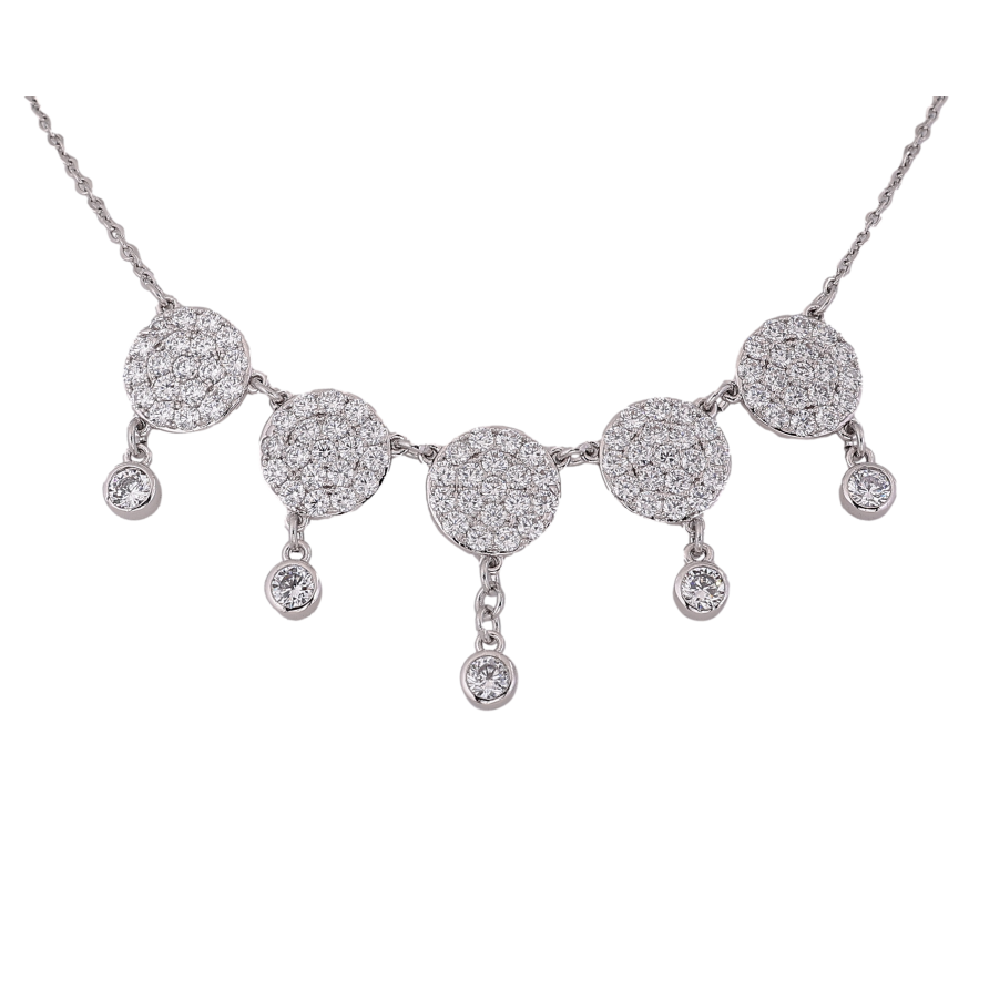 Кольє Xuping колір Родій "Круги з підвісками" розмір 45-51см х 2мм фото №1 Кольє Xuping колір Родій "Круги з підвісками" розмір 45-51см х 2мм фото №1