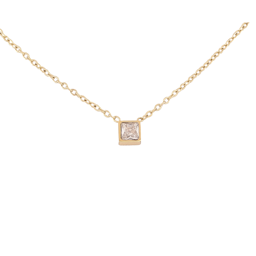 Підвіска на ланцюжку Xuping ТТМ Stainless Steel колір 14К "Кристал, 5х5мм" довжина 44-49см х 1.5мм фото №1