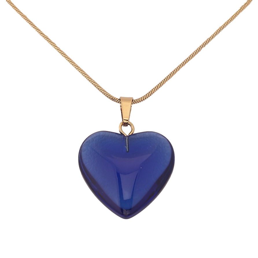 Подвеска на цепочке Xuping ТТМ Stainless Steel цвет 14К "Синее сердечко" длина 45-50см х 1мм фото №1