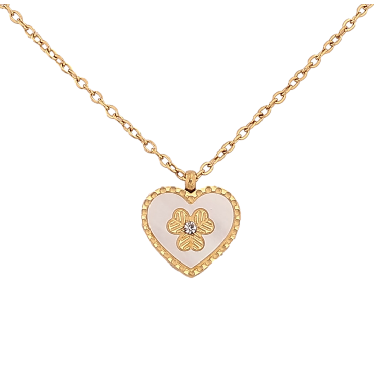 Підвіска на ланцюжку Xuping ТТМ Stainless Steel колір 14К "Серце з перламутровою вставкою і квіточкою" довжина 41-46см х 1мм фото №11 Підвіска на ланцюжку Xuping ТТМ Stainless Steel колір 14К "Серце з перламутровою вставкою і квіточкою" довжина 41-46см х 1мм фото №11