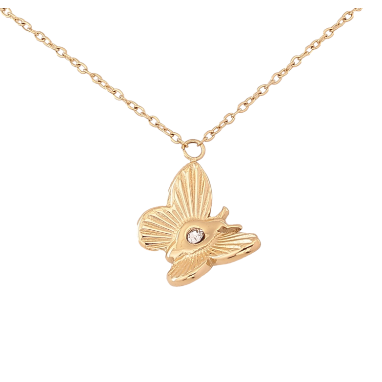 Підвіска на ланцюжку Xuping ТТМ Stainless Steel колір 14К "Метелик" довжина 45-50см х 1мм фото №1