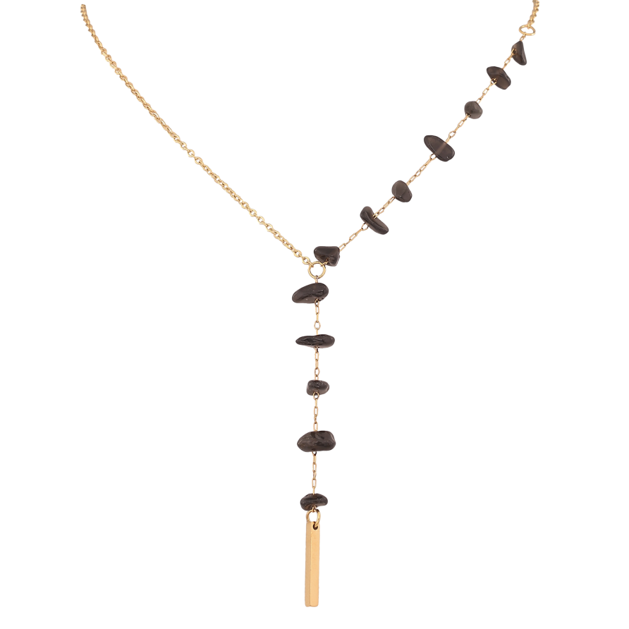 Кольє Xuping ТТМ Stainless Steel колір 14К "Ланцюжок з чорними намистинами" довжина 46-51см х 1.5мм фото №1