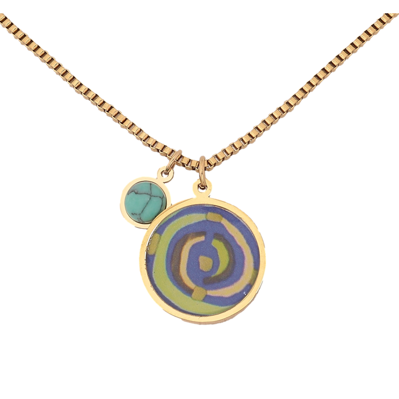 Підвіска на ланцюжку Xuping ТТМ Stainless Steel колір 14К "Дві кольорові підвіски" довжина 42-47см х 1.5мм фото №1