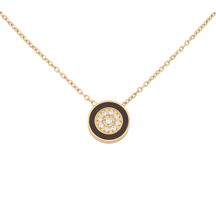 Підвіска на ланцюжку Xuping ТТМ Stainless Steel колір 14К "Коло з кристалами та чорною вставкою" довжина 42-47см х 1.5мм фото №14