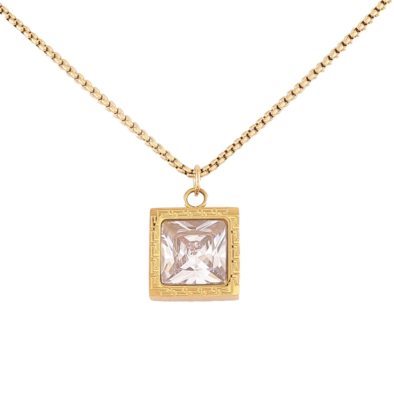 Підвіска на ланцюжку Xuping ТТМ Stainless Steel колір 14К "Кристал, 13х13мм" довжина 45-50см х 1мм фото №1