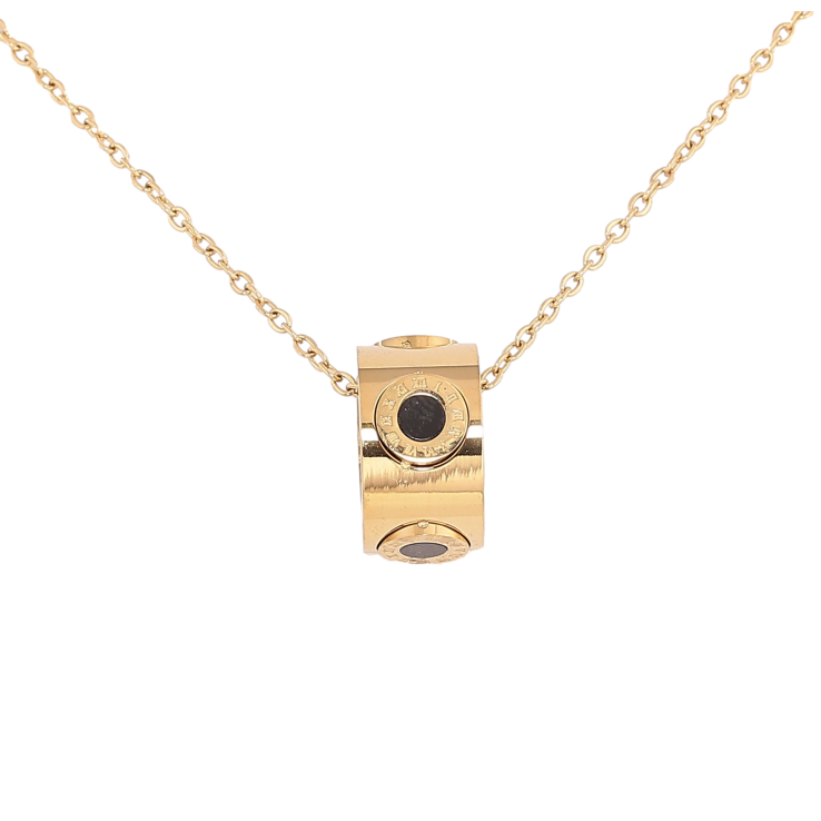 Підвіска на ланцюжку Xuping ТТМ Stainless Steel колір 14К "Візерунок циферблат з чорними вставками" довжина 47-52см х 1.5мм фото №4