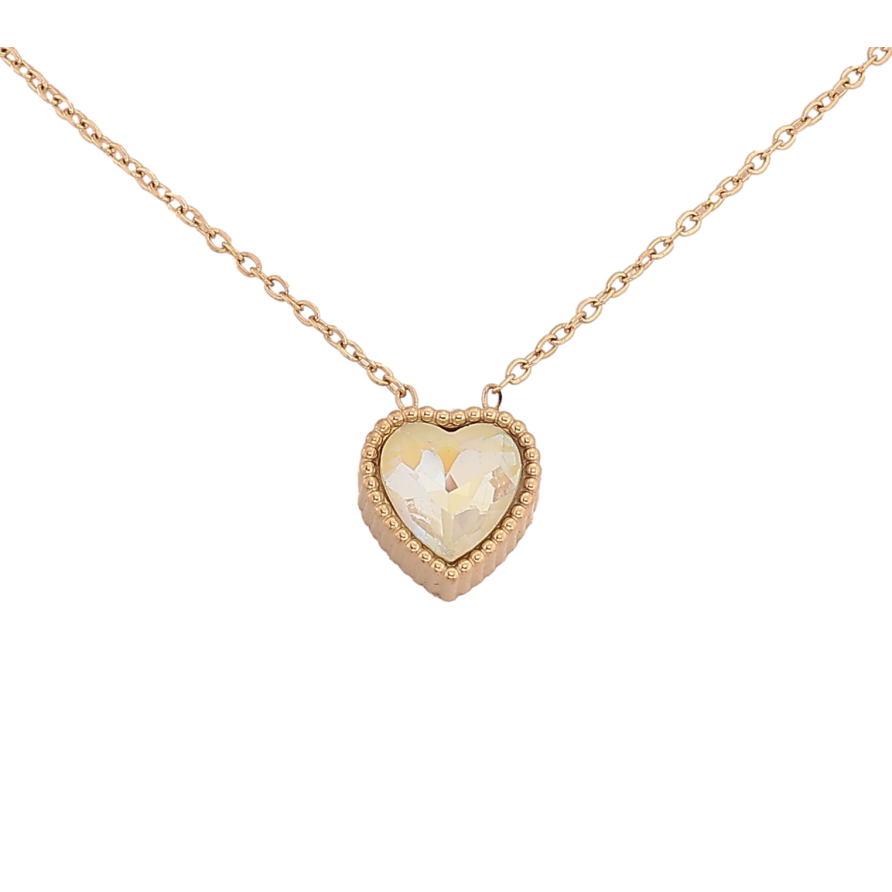 Подвеска на цепочке Xuping ТТМ Stainless Steel цвет 14К "Сердечко с радужным кристаллом" длина 45-50см х 1мм фото №1 Подвеска на цепочке Xuping ТТМ Stainless Steel цвет 14К "Сердечко с радужным кристаллом" длина 45-50см х 1мм фото №1