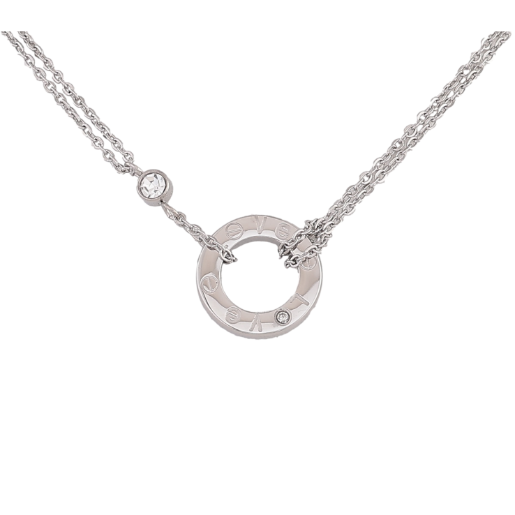 Кольє Xuping ТТМ Stainless Steel колір Родій "Подвійний ланцюжок з кільцем Love" довжина 45-51см х 3мм фото №20