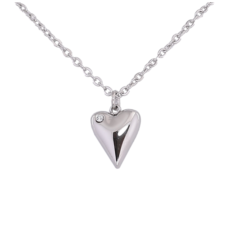 Подвеска на цепочке Xuping ТТМ Stainless Steel цвет Родий "Сердечко" длина 45-50см х 1.5мм фото №1