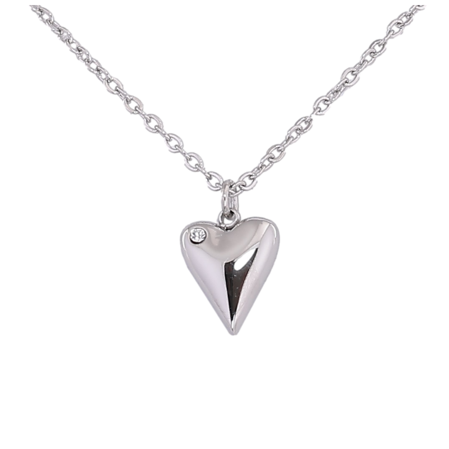 Підвіска на ланцюжку Xuping ТТМ Stainless Steel колір Родій "Серце" довжина 45-50см х 1.5мм фото №1