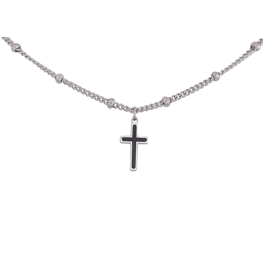 Підвіска на ланцюжку Xuping ТТМ Stainless Steel колір Родій "Хрестик" довжина 45-51см х 2-3мм фото №1