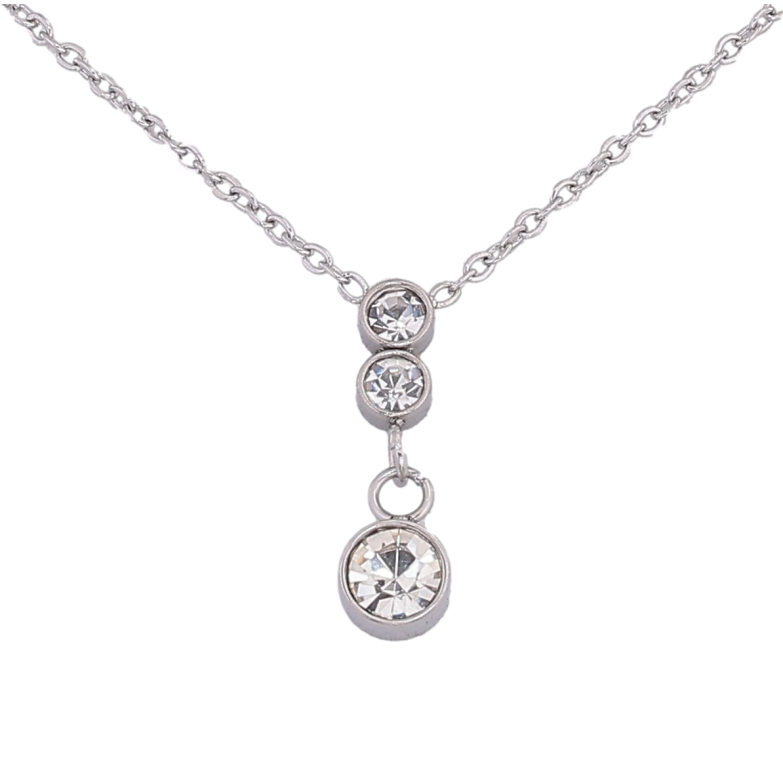 Подвеска на цепочке Xuping ТТМ Stainless Steel цвет Родий "Кристальные подвески" длина 46-51см х 1.5мм фото №1