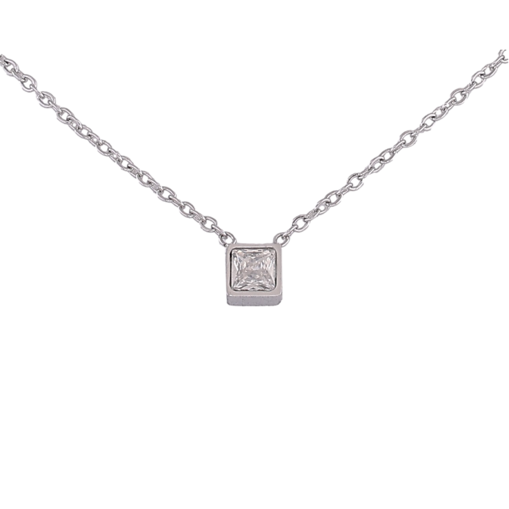 Підвіска на ланцюжку Xuping ТТМ Stainless Steel колір Родій "Кристал, 5х5мм" довжина 44-48см х 1.5мм фото №13