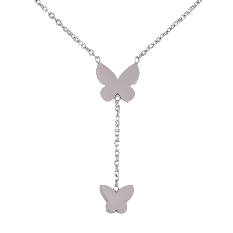 Підвіска на ланцюжку Xuping ТТМ Stainless Steel колір Родій "Метелики" довжина 39-45см х 1.5мм фото №1