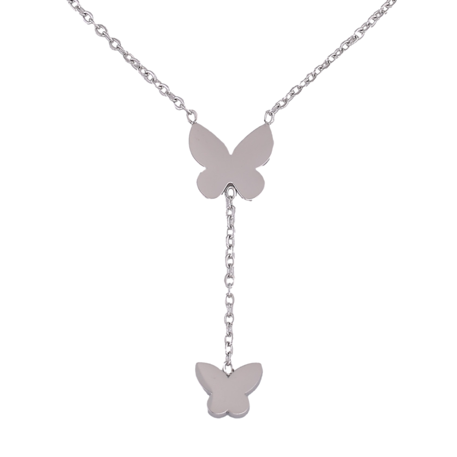 Підвіска на ланцюжку Xuping ТТМ Stainless Steel колір Родій "Метелики" довжина 39-45см х 1.5мм фото №1