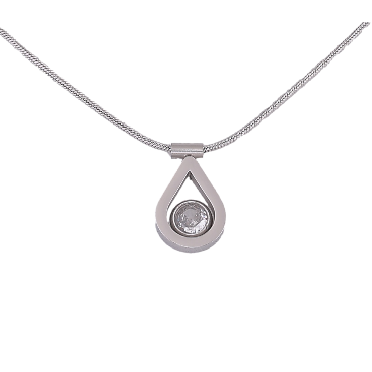 Підвіска на ланцюжку Xuping ТТМ Stainless Steel колір Родій "Крапелька з кристалом" довжина 45-50см х 1мм фото №24