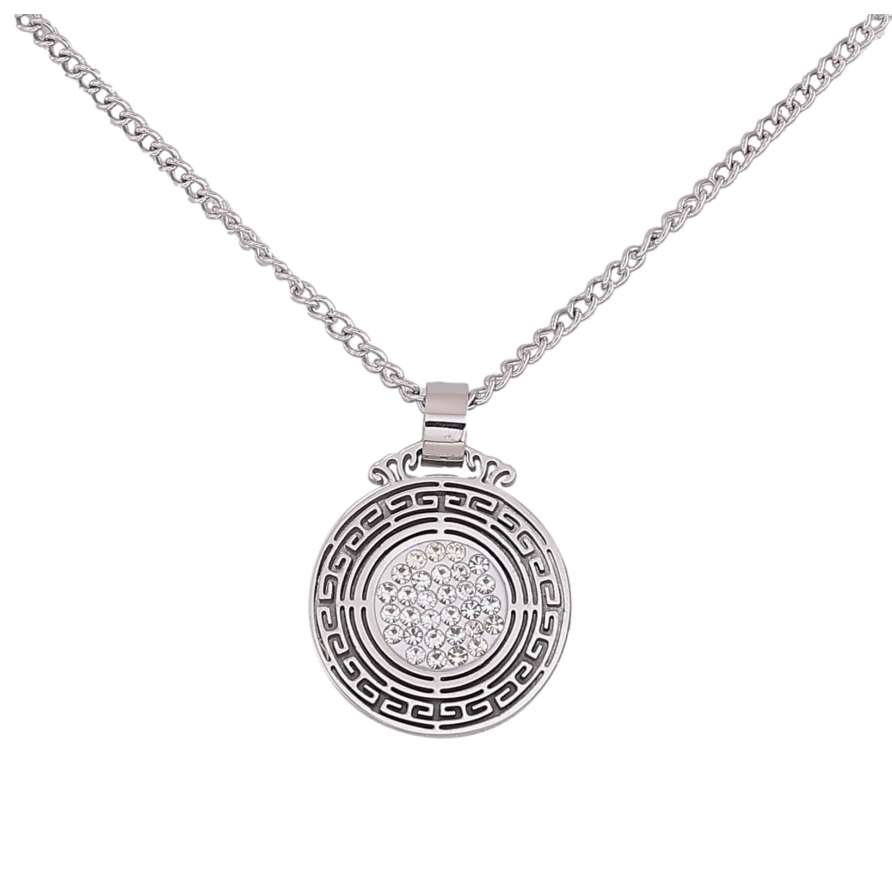 Підвіска на ланцюжку Xuping ТТМ Stainless Steel колір Родій "Візерунок з кристалами" довжина 45-50см х 2мм фото №1