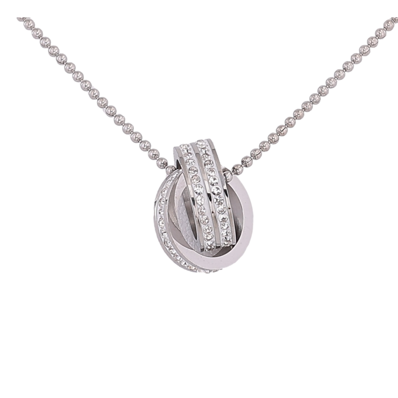 Подвеска на цепочке Xuping ТТМ Stainless Steel цвет Родий "Колечки с кристаллами" длина 41-46см х 1мм фото №1 Подвеска на цепочке Xuping ТТМ Stainless Steel цвет Родий "Колечки с кристаллами" длина 41-46см х 1мм фото №1