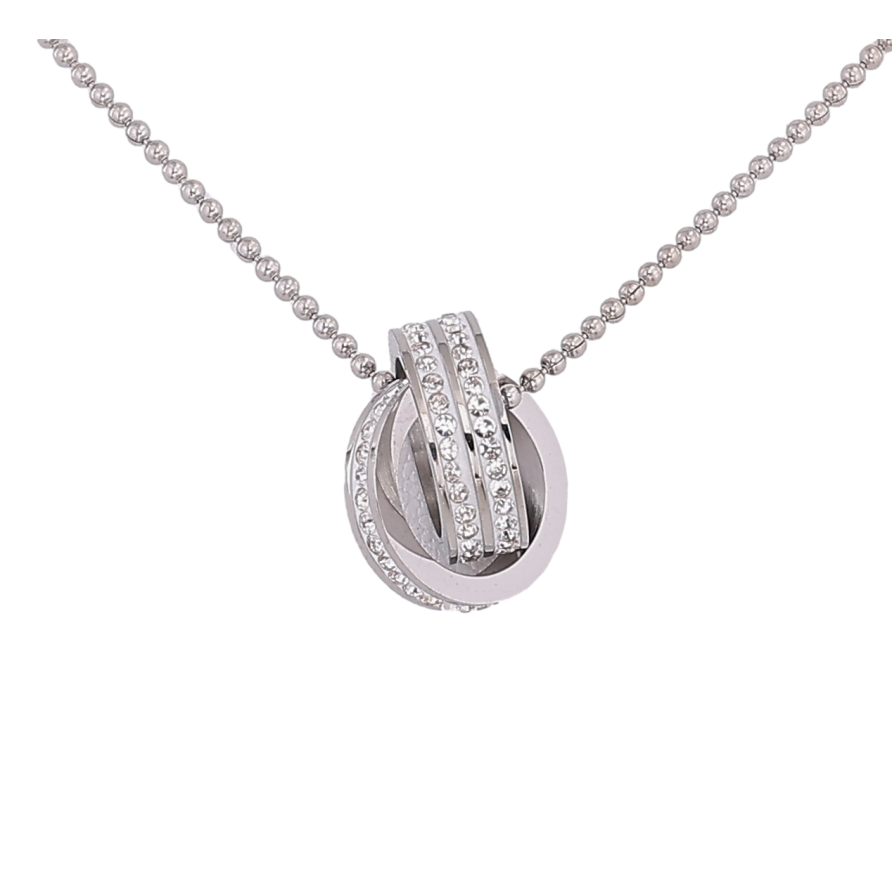 Подвеска на цепочке Xuping ТТМ Stainless Steel цвет Родий "Колечки с кристаллами" длина 41-46см х 1мм фото №1 Подвеска на цепочке Xuping ТТМ Stainless Steel цвет Родий "Колечки с кристаллами" длина 41-46см х 1мм фото №1