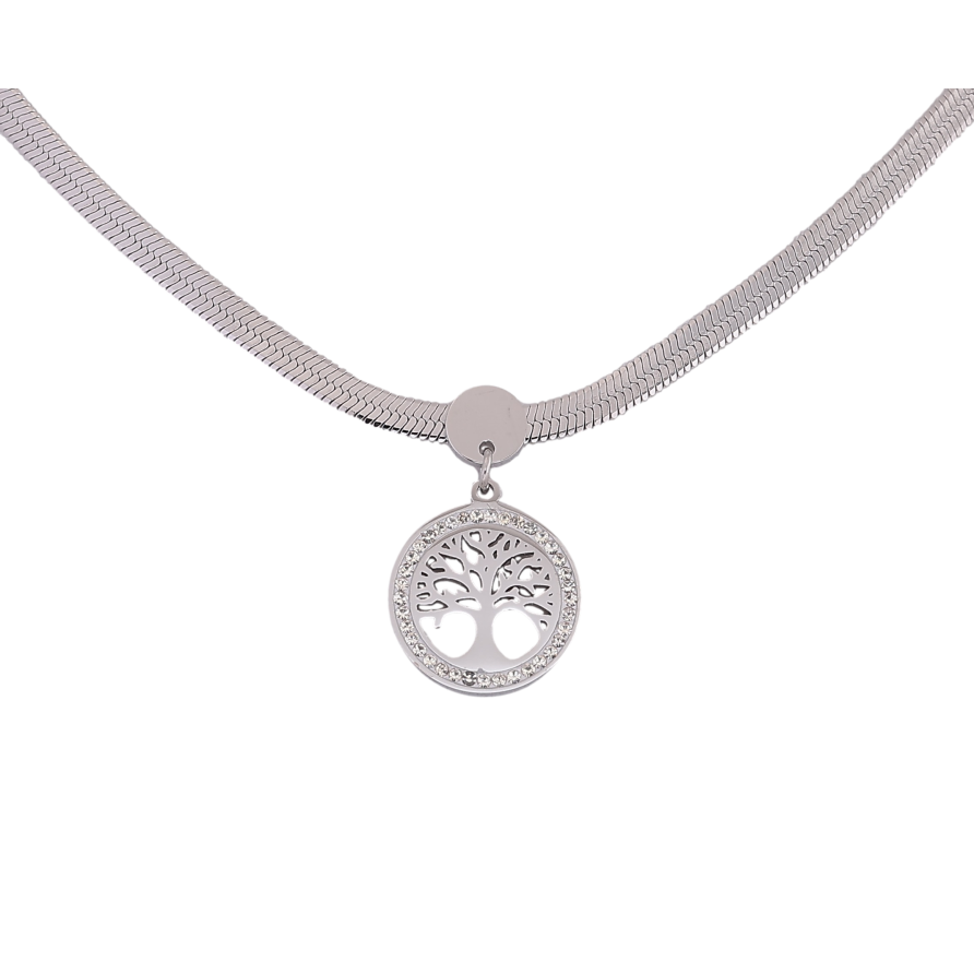 Підвіска на ланцюжку Xuping ТТМ Stainless Steel колір Родій "Дерево життя" довжина 45-50см х 3мм фото №1