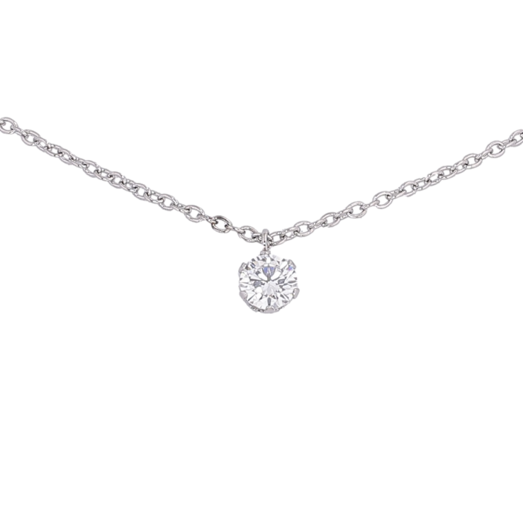 Підвіска на ланцюжку Xuping ТТМ Stainless Steel колір Родій "Кристал, ø  5мм" довжина 45-50см х 1.5мм фото №8