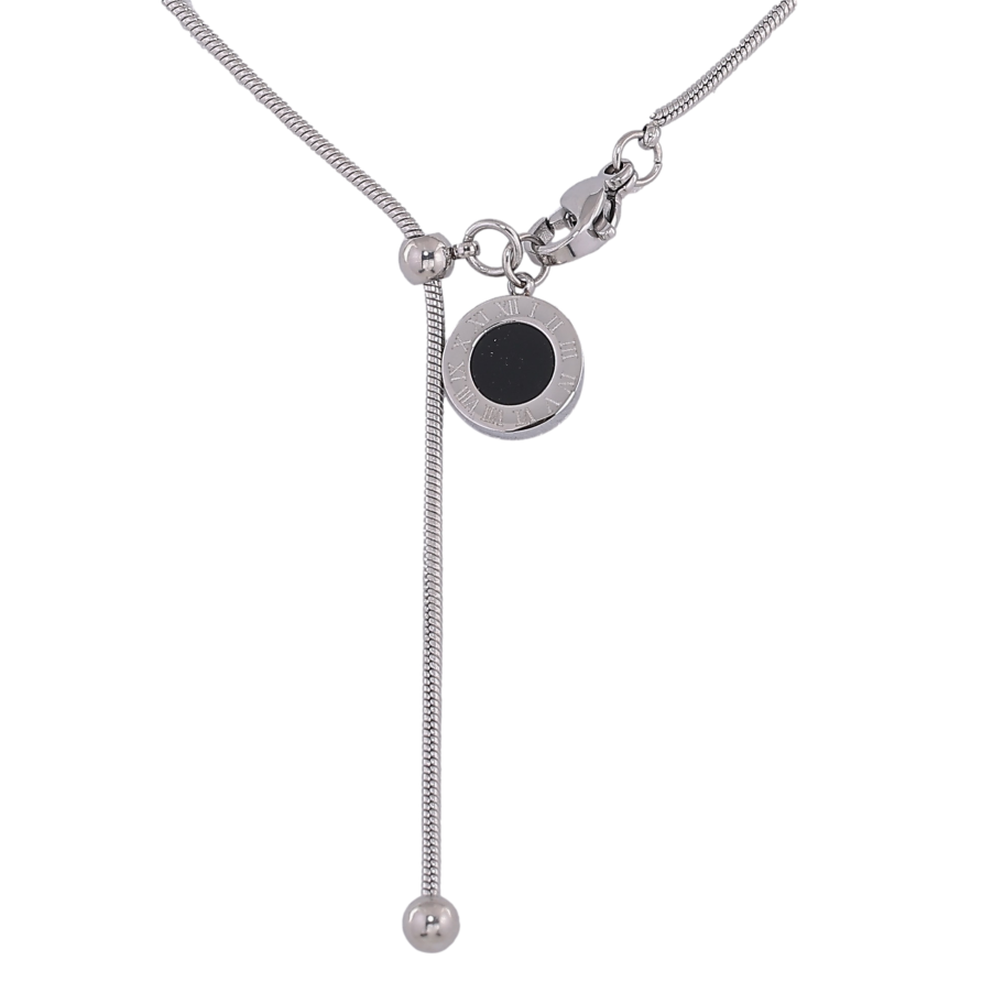 Підвіска на ланцюжку Xuping ТТМ Stainless Steel колір Родій "Циферблат з чорною вставкою" довжина 54см х 1.5мм фото №1 Підвіска на ланцюжку Xuping ТТМ Stainless Steel колір Родій "Циферблат з чорною вставкою" довжина 54см х 1.5мм фото №1