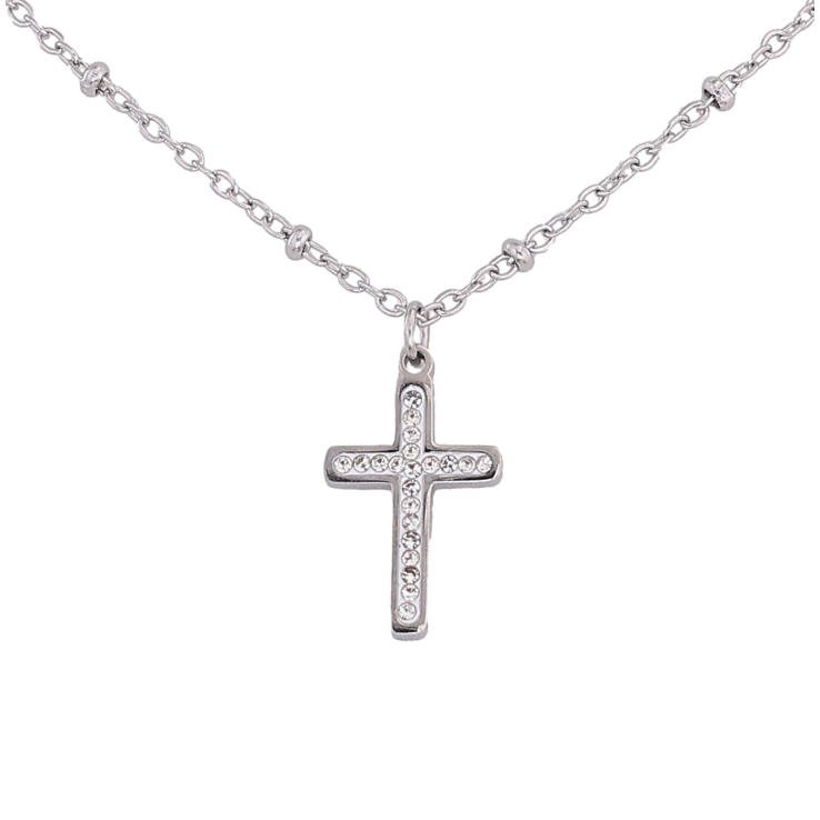Підвіска на ланцюжку Xuping ТТМ Stainless Steel колір Родій "Хрест з кристалами" довжина 45-50см х 1.5-2мм фото №18