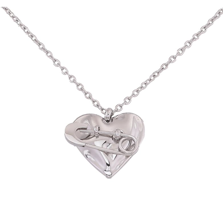 Подвеска на цепочке Xuping ТТМ Stainless Steel цвет Родий "Сердечко с булавкой" длина 45-50см х 2мм фото №1