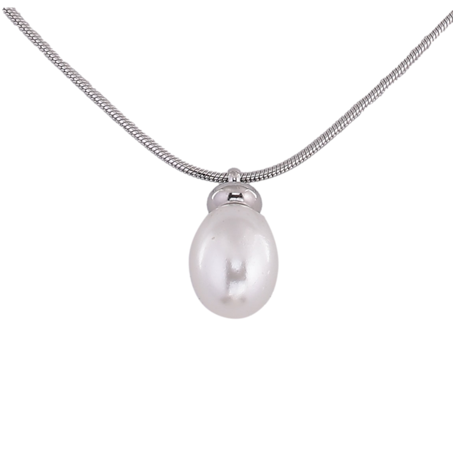 Підвіска на ланцюжку Xuping ТТМ Stainless Steel колір Родій "Перлина" довжина 45-50см х 1мм фото №1