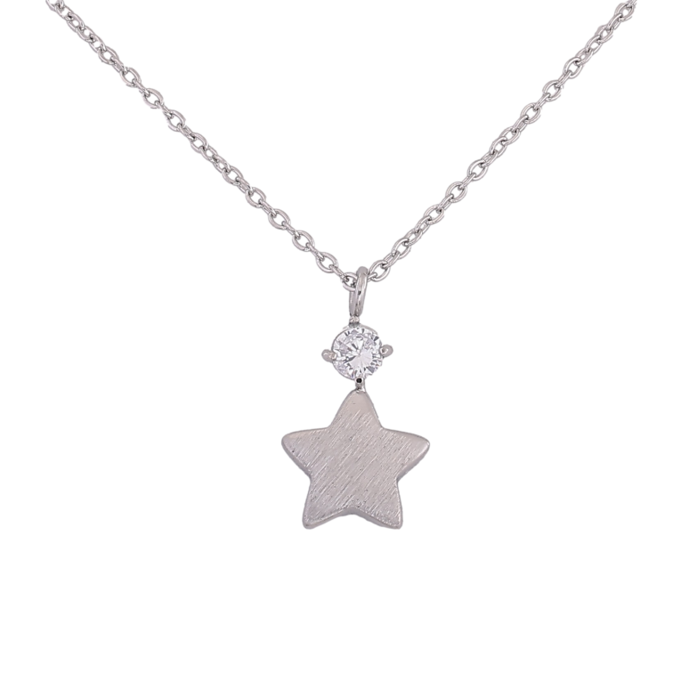 Подвеска на цепочке Xuping ТТМ Stainless Steel цвет Родий "Звездочка" длина 45-50см х 1мм фото №1