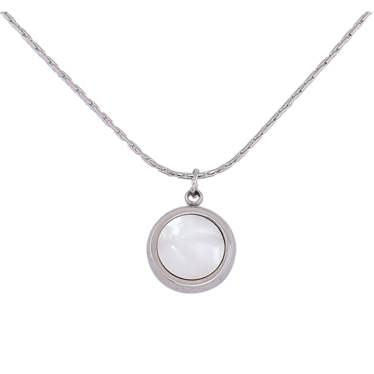 Підвіска на ланцюжку Xuping ТТМ Stainless Steel колір Родій "Перламутрова вставка, ø 12мм" довжина 40-45см х 1мм фото №11