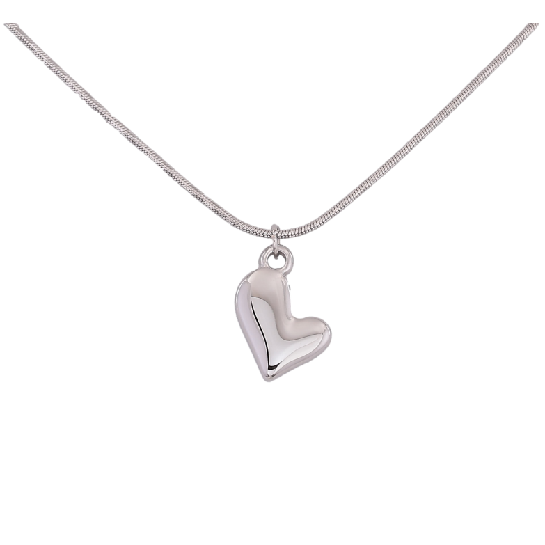 Подвеска на цепочке Xuping ТТМ Stainless Steel цвет Родий "Сердечко" длина 45-50см х 1мм фото №1