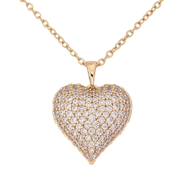 Подвеска на цепочке Xuping цвет Позолота 14K "Сердечко с инкрустацией кристаллами" длина 42-51см х 1.5мм фото №1