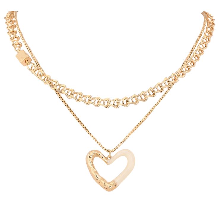 Колье Xuping цвет Позолота 14K "Две цепочки с сердечком" длина 41-46см х 1-5мм фото №18