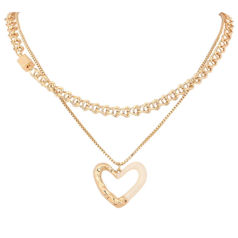 Колье Xuping цвет Позолота 14K "Две цепочки с сердечком" длина 41-46см х 1-5мм фото №2 Колье Xuping цвет Позолота 14K "Две цепочки с сердечком" длина 41-46см х 1-5мм фото №2