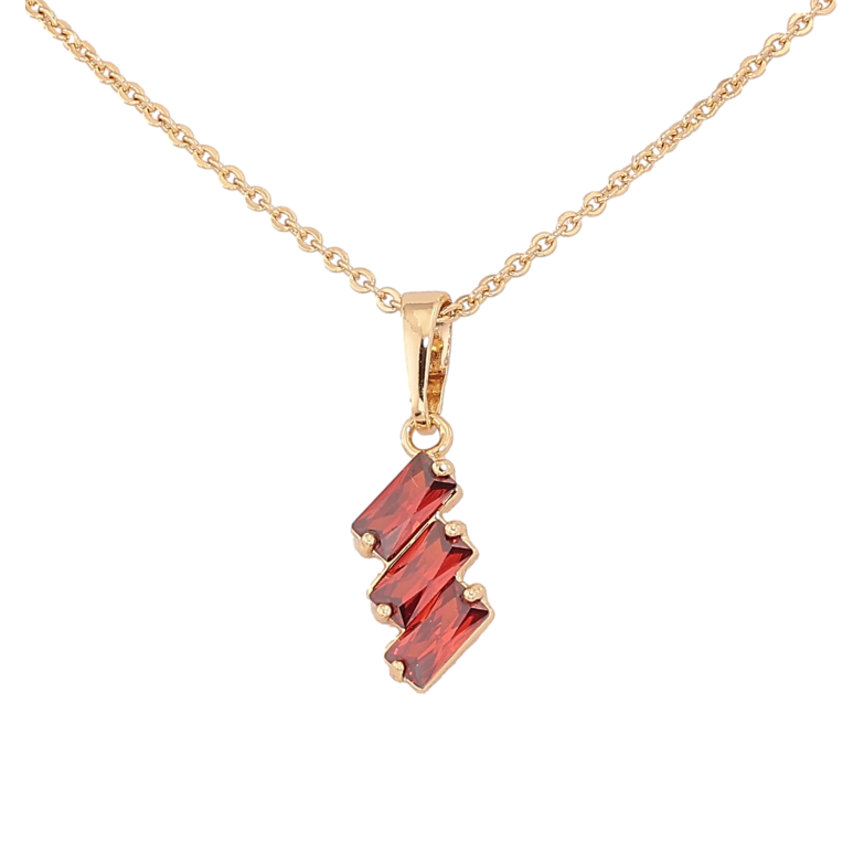 Підвіска на ланцюжку Xuping колір Позолота 14K "Три червоні кристали" довжина 40-45см х 1.5мм фото №1