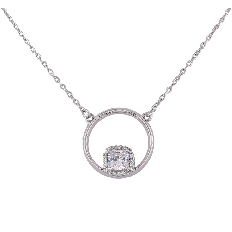 Подвеска на цепочке Xuping цвет Родий "Колечко с кристаллом" размер 44-49см х 1.5мм фото №1