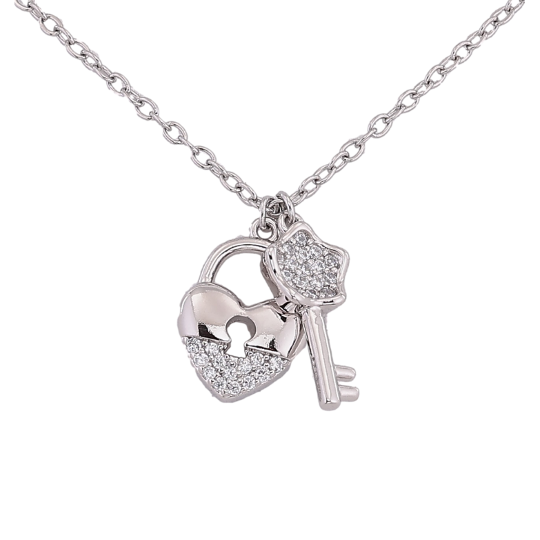 Підвіска на ланцюжку Xuping колір Родій "Ключик із замочком" розмір 43-46см х 1.5мм фото №1 Підвіска на ланцюжку Xuping колір Родій "Ключик із замочком" розмір 43-46см х 1.5мм фото №1