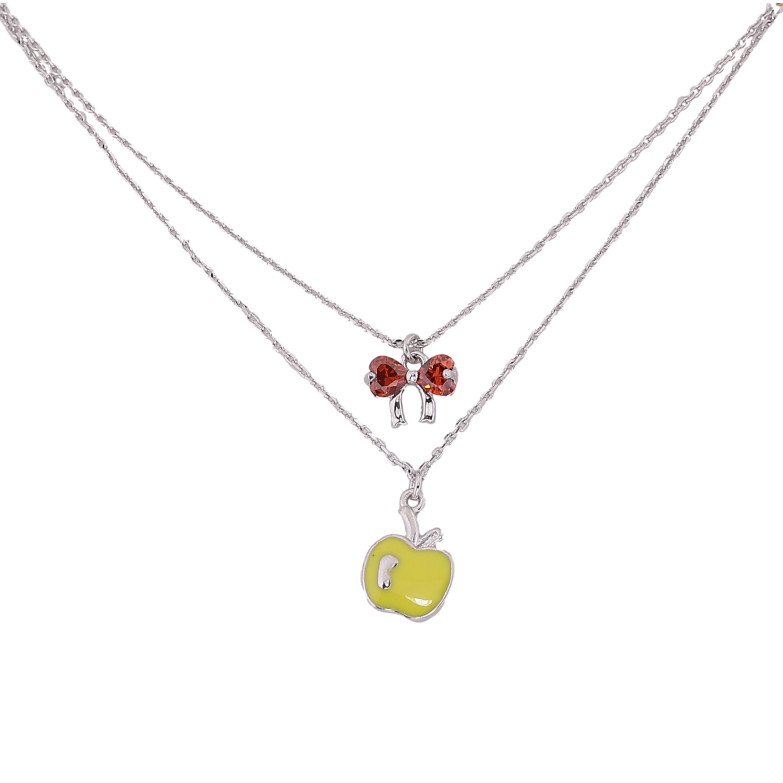 Підвіски на ланцюжку Xuping колір Родій "Яблуко з кришталевим бантом" розмір 43,45,47см х 1мм фото №1