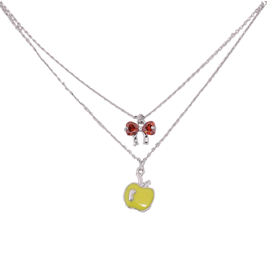 Підвіски на ланцюжку Xuping колір Родій "Яблуко з кришталевим бантом" розмір 43,45,47см х 1мм фото №1