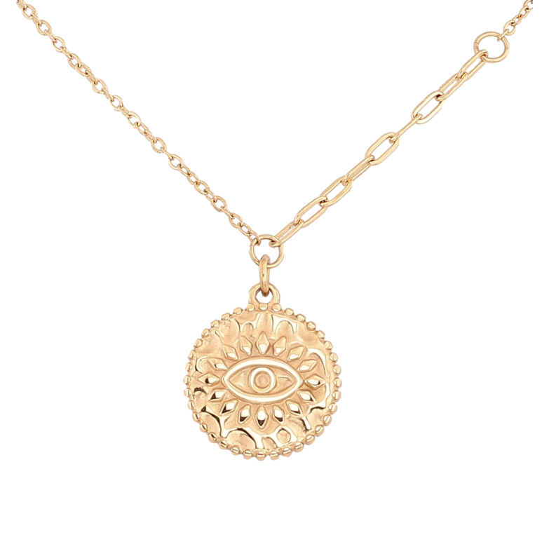 Подвески на цепочке Xuping ТТМ Stainless Steel цвет 14К "Узор глаз" длина 45-50см х 1-2мм фото №1