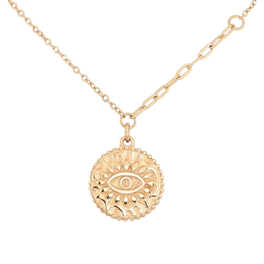 Подвески на цепочке Xuping ТТМ Stainless Steel цвет 14К "Узор глаз" длина 45-50см х 1-2мм фото №1