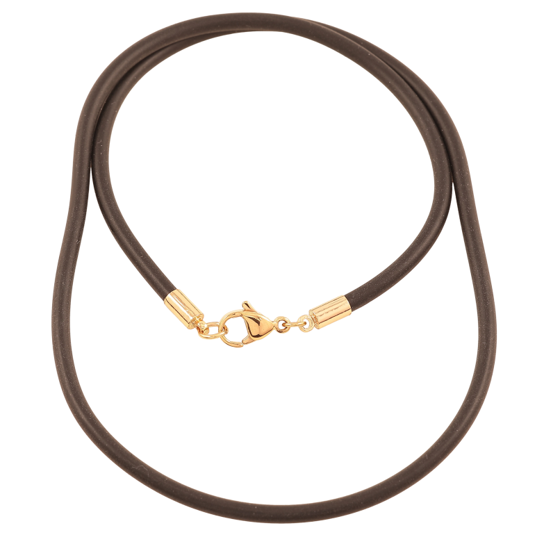 Шнур Xuping Позолота 18K "Чорний каучуковий шнур" довжина 46см х 3мм фото №1